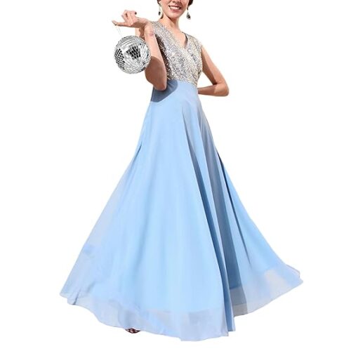 610QkFn9ceL._SY741_ Miss Chase Women's V-Neck Cap Sleeved Wrap Maxi Dress