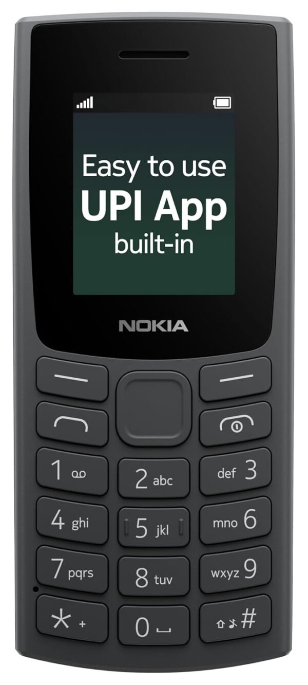Nokia All-New 105 Single Sim Keypad Phone with Built-in UPI Payments, Long-Lasting Battery, Wireless FM Radio| 1 Year Replacement Guarantee | Charcoal