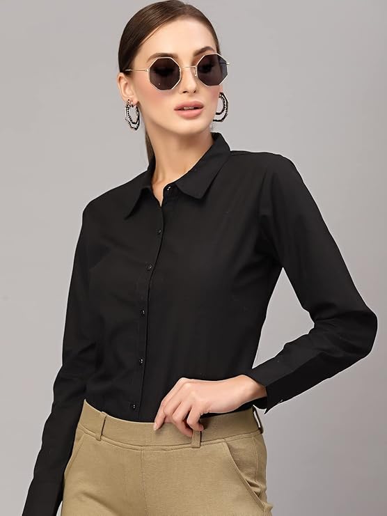 Style Quotient Women Solid Polycotton Regular Formal Shirt