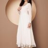 KZA Women’s Georgette Hand Embroidered Flared Anarkali Suit for Women | Full Sleeves Flare Anarkali Dress for Woman | Ethnic Flared Anarkali Kurta for Women