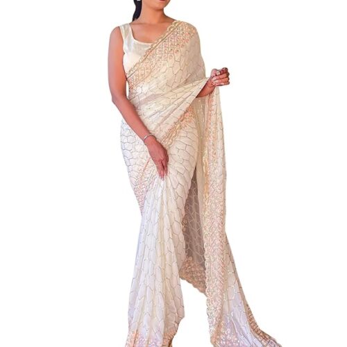61eS7jqilzL._SY879_ AKHILAM Women's Silk Blend Woven Design Celebrity Saree With Blouse Piece