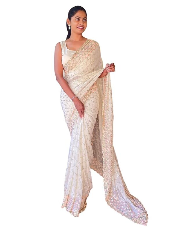 AKHILAM Women's Silk Blend Woven Design Celebrity Saree With Blouse Piece
