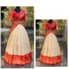 ZITON Women's Kanchipuram Kanjivaram Indian Traditional Style Silk Pure Zari Weaving Unstitched Traditional Lehenga Choli Set | Half Saree,Multi