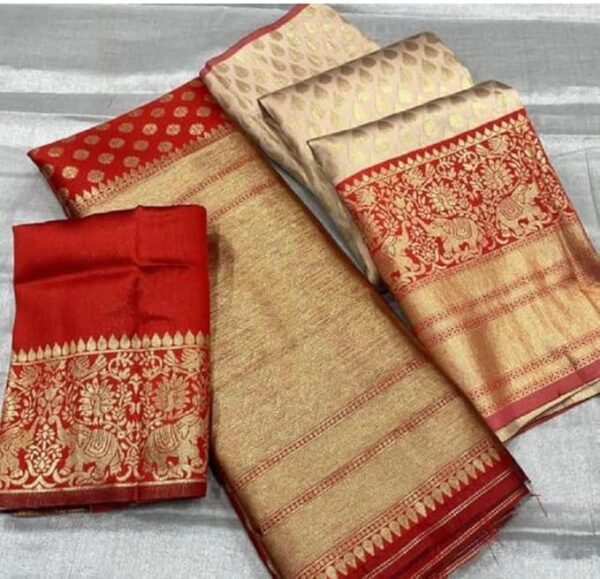 ZITON Women's Kanchipuram Kanjivaram Indian Traditional Style Silk Pure Zari Weaving Unstitched Traditional Lehenga Choli Set | Half Saree,Multi