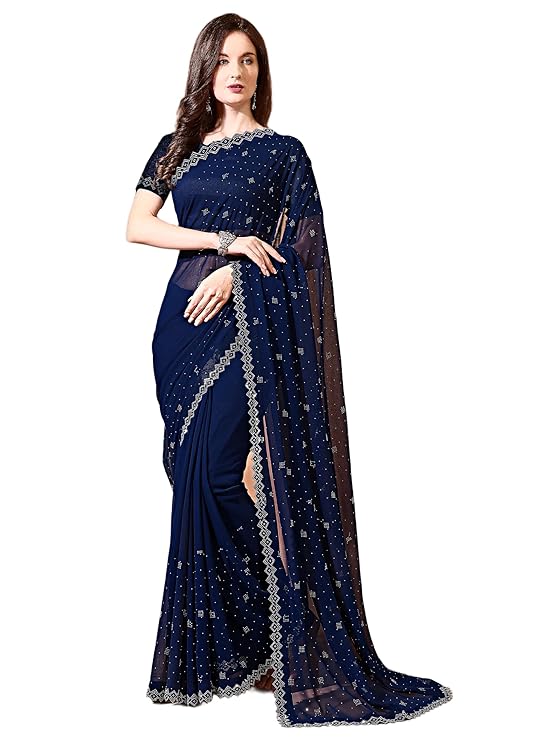 boho'd. Handcrafted with Love Embellished Bollywood Chiffon Sarovwski Work designer Saree