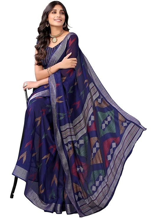 716fnebM5hL._SY741_ SIRIL Women's Cotton Printed Saree With Unstitched Blouse Piece
