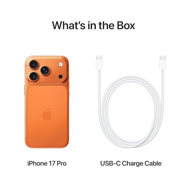 iPhone 17 Pro 256 GB: 15.93 cm (6.3″) Display with Promotion up to 120Hz, A19 Pro Chip, Breakthrough Battery Life, Pro Fusion Camera System with Center Stage Front Camera; Cosmic Orange