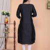 Women's Satin Embroidered Printed Straight Kurti