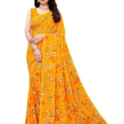 71B3x-DZjOL._SY879_ SIRIL Women's Floral Printed Georgette Saree with Unstitched Blouse Piece
