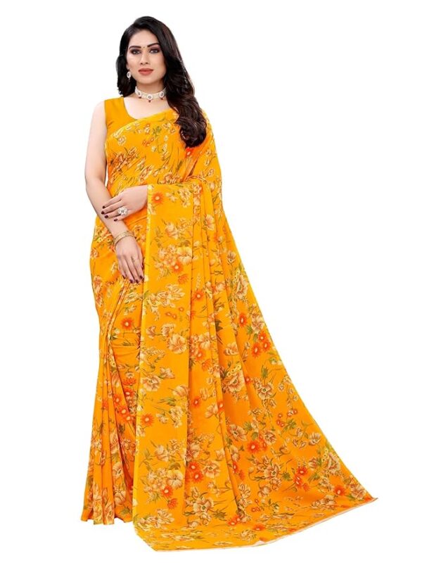 71B3x-DZjOL._SY879_ SIRIL Women's Floral Printed Georgette Saree with Unstitched Blouse Piece