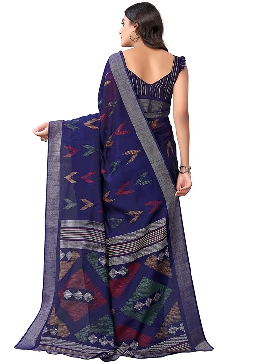 71ZAbRV+-TL._SY741_ SIRIL Women's Cotton Printed Saree With Unstitched Blouse Piece
