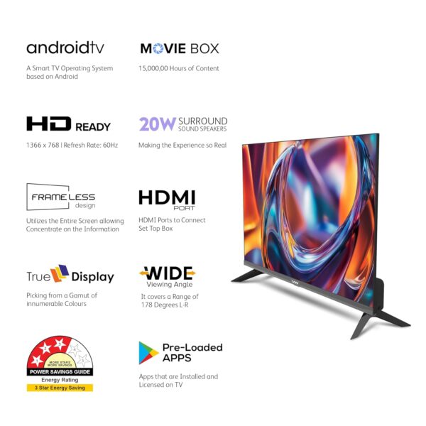71e43FnIkuL._SL1500_ VW 80 cm (32 inches) Frameless Series HD Ready Android Smart LED TV VW32S 3.73.7 out of 5 stars (13.3K)