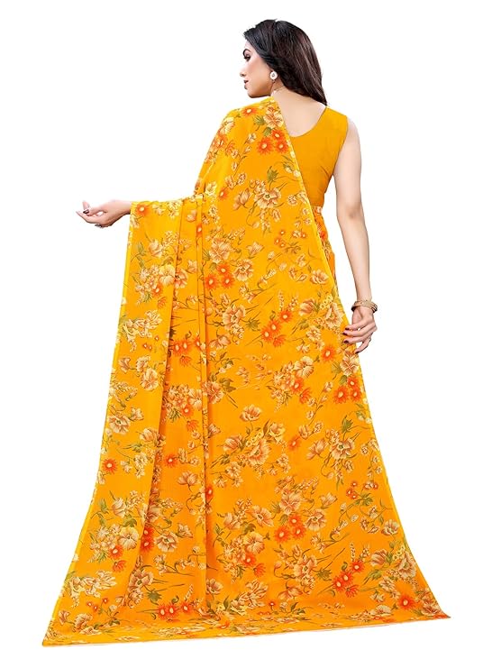 71pIR7Mw-cL._SY741_ SIRIL Women's Floral Printed Georgette Saree with Unstitched Blouse Piece