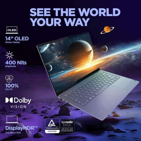 Lenovo Yoga Slim 7 (Smartchoice) Intel Core Ultra 9 185H 14"(35.5cm) WUXGA-OLED Laptop (32GB RAM/1TB SSD/AI PC/Windows 11/Microsoft 365 Basic + Office Home 2024/1Yr ADP Free/Grey/1.39Kg), 83CV00B3IN