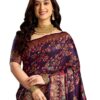 SIRIL Women's Silk Kashmiri Minakari Jacquard Saree With Unstitched Blouse Piece
