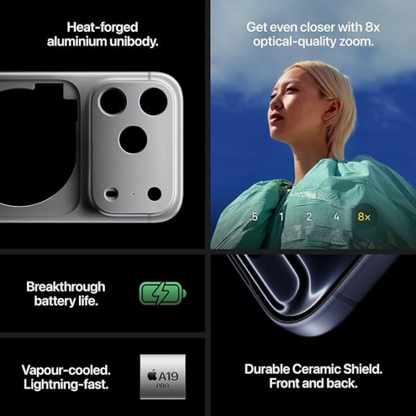 iPhone 17 Pro 256 GB: 15.93 cm (6.3″) Display with Promotion up to 120Hz, A19 Pro Chip, Breakthrough Battery Life, Pro Fusion Camera System with Center Stage Front Camera; Cosmic Orange