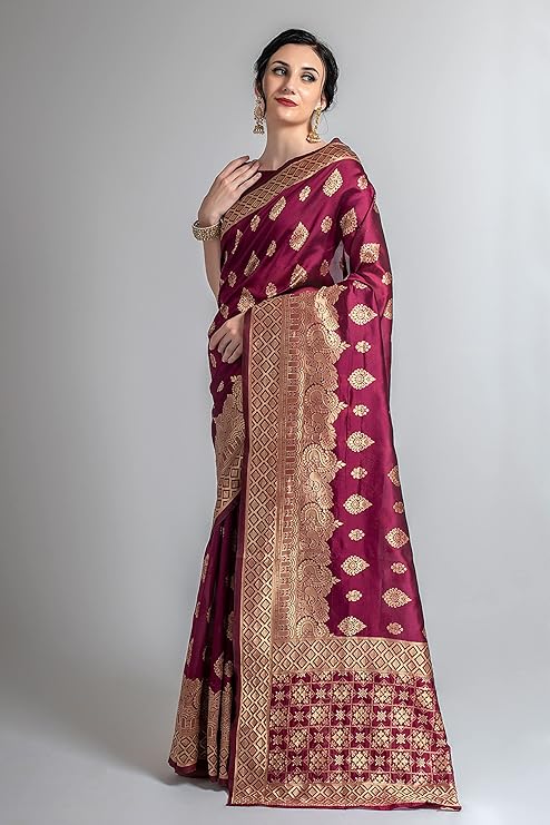 Lilots Women's Designer Banarasi Silk Jacquard Designer Saree With Blouse Piece