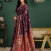 SIRIL Women's Silk Kashmiri Minakari Jacquard Saree With Unstitched Blouse Piece