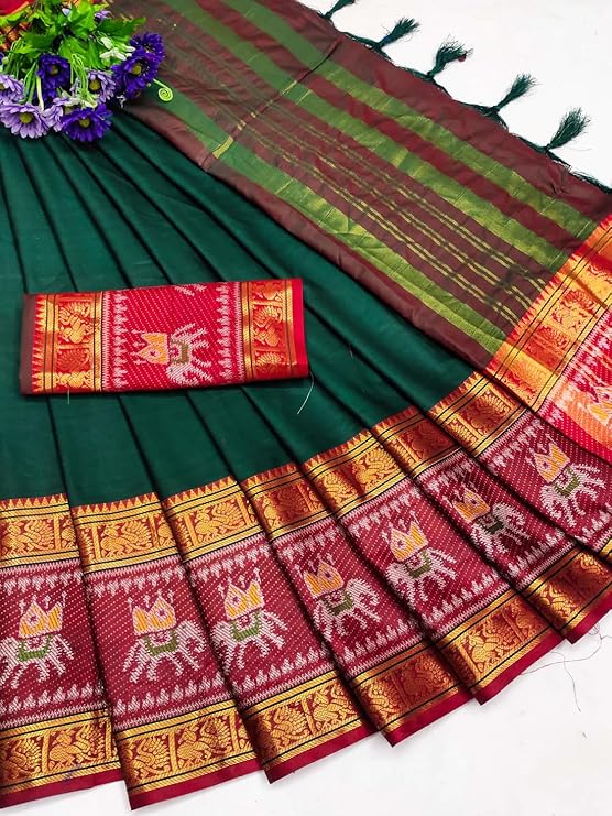 Womens Narayana Pattu Narayanpeth Cotton Silk Saree with unstitched blouse