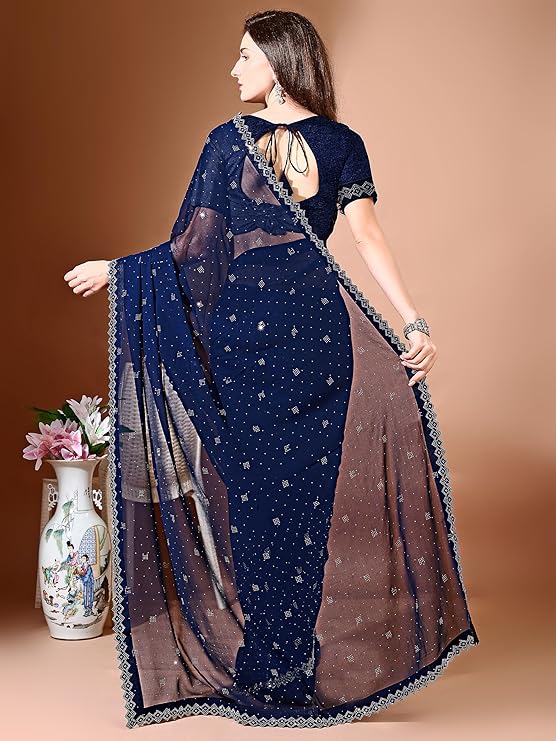 boho'd. Handcrafted with Love Embellished Bollywood Chiffon Sarovwski Work designer Saree