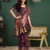 SIRIL Women's Silk Kashmiri Minakari Jacquard Saree With Unstitched Blouse Piece