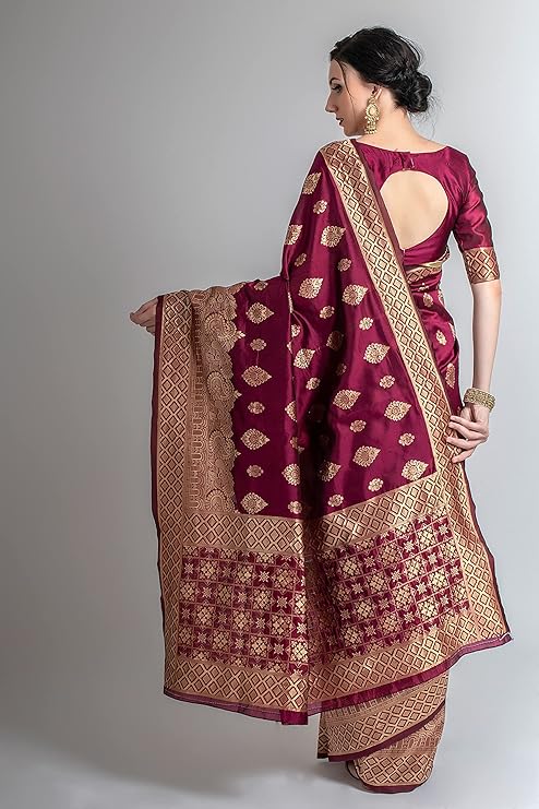 Lilots Women's Designer Banarasi Silk Jacquard Designer Saree With Blouse Piece
