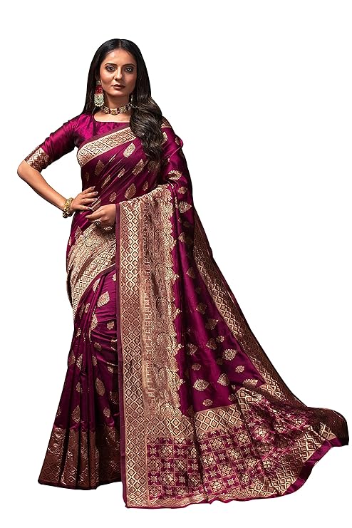 Lilots Women's Designer Banarasi Silk Jacquard Designer Saree With Blouse Piece