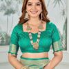 Mehrang Women's Banarasi Silk Kanjivaram Saree For Wedding With Pure Zari Work, Woven Design, With Unstitched Blouse Piece