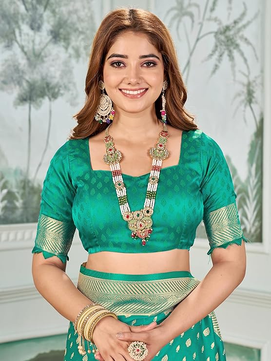 Mehrang Women's Banarasi Silk Kanjivaram Saree For Wedding With Pure Zari Work, Woven Design, With Unstitched Blouse Piece