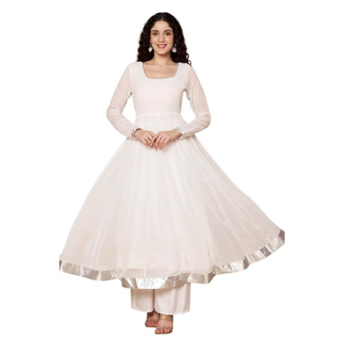 Untitled design (4) KZA Women’s Georgette Hand Embroidered Flared Anarkali Suit for Women | Full Sleeves Flare Anarkali Dress for Woman | Ethnic Flared Anarkali Kurta for Women