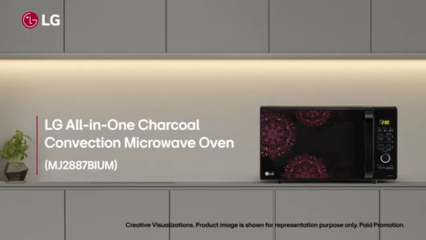 LG 28 L Charcoal Convection Healthy Microwave Oven (MJ2887BIUM, Black, Healthy Heart Recipes, Diet Fry, Pasteurized Milk, 360° Motorised Rotisserie & 10 Years of warranty on Charcoal Heater)