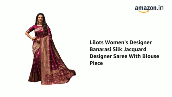 Lilots Women's Designer Banarasi Silk Jacquard Designer Saree With Blouse Piece